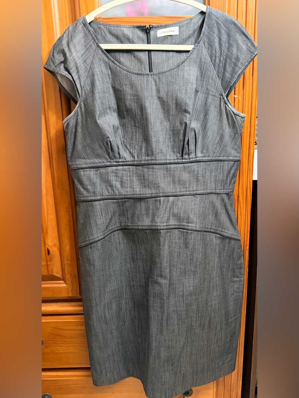 Calvin Klein Steel Gray Cap-Sleeve Sheath Dress